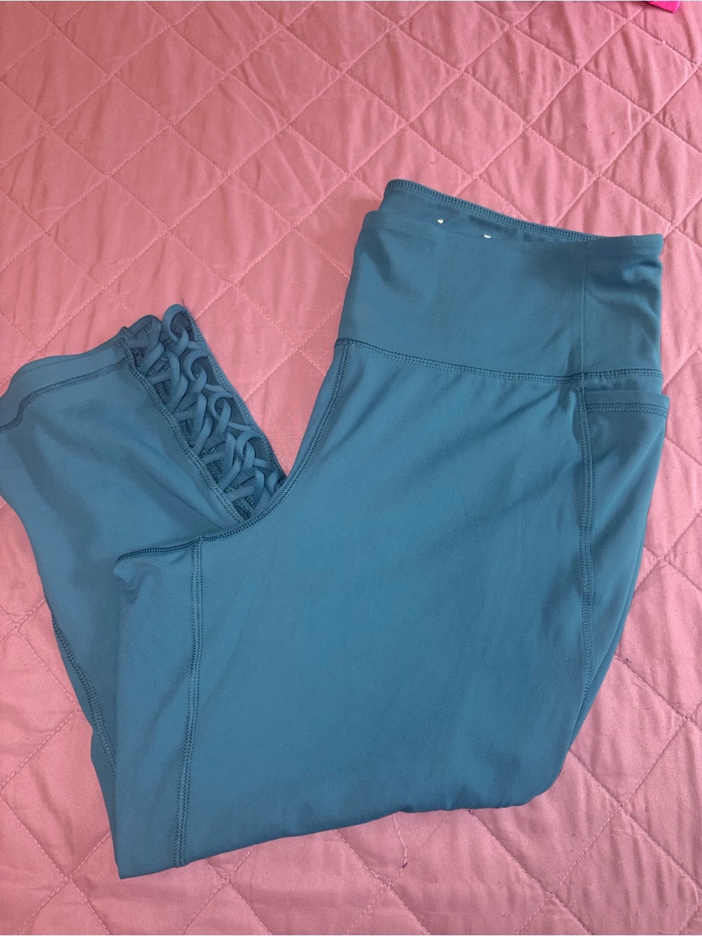 Lane Bryant Teal Blue Leggings with Lattice Side Detail